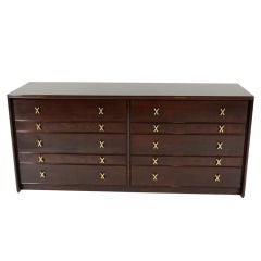 Low Double Chest of Drawers with X Pulls by Paul Frankl