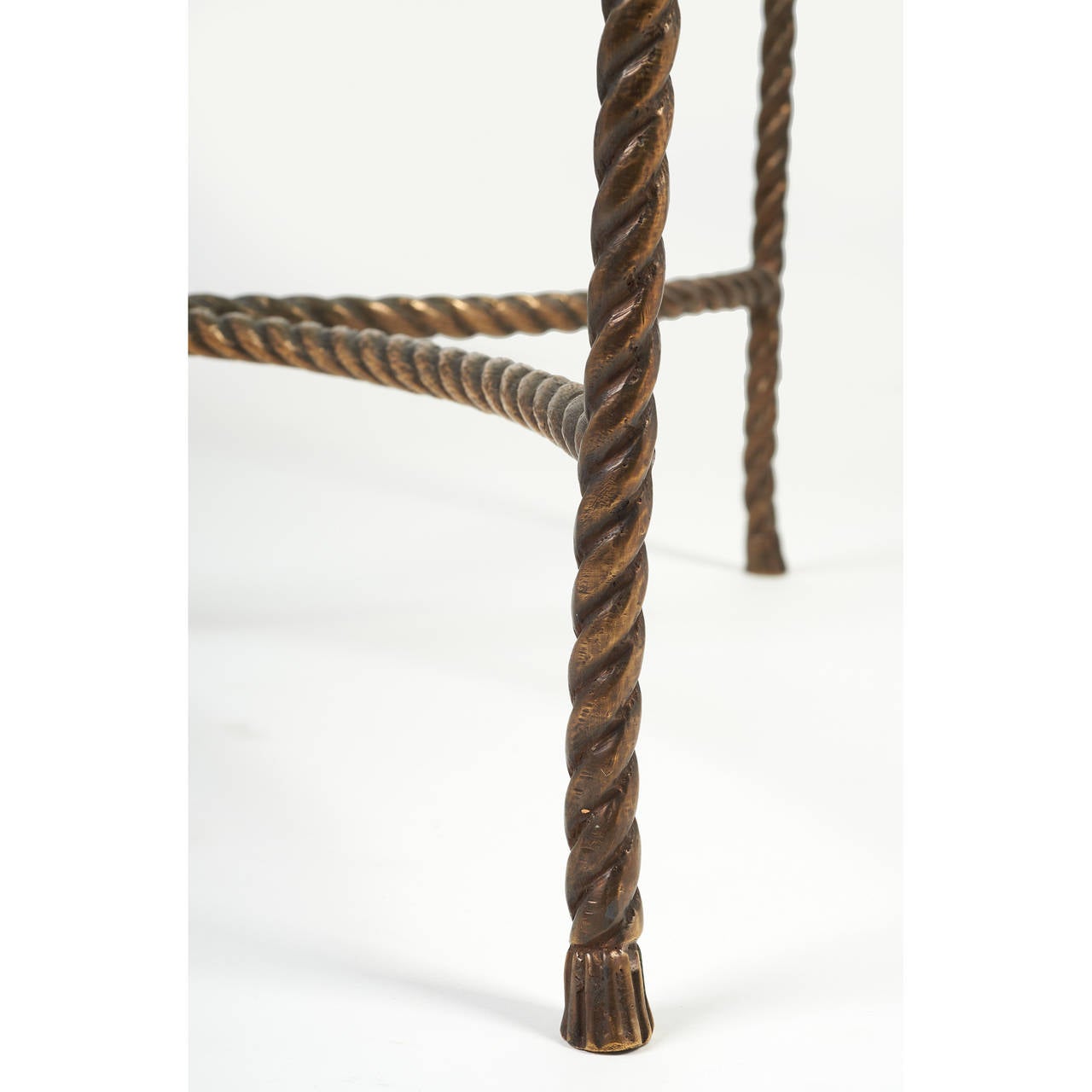 Mid-20th Century Italian Round Solid Bronze 'Rope and Tassle' Cocktail Table For Sale