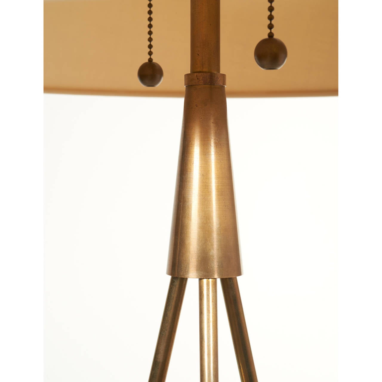 Pair of ‘Constructivist’ Walnut and Brass Tripod Table Lamps 1