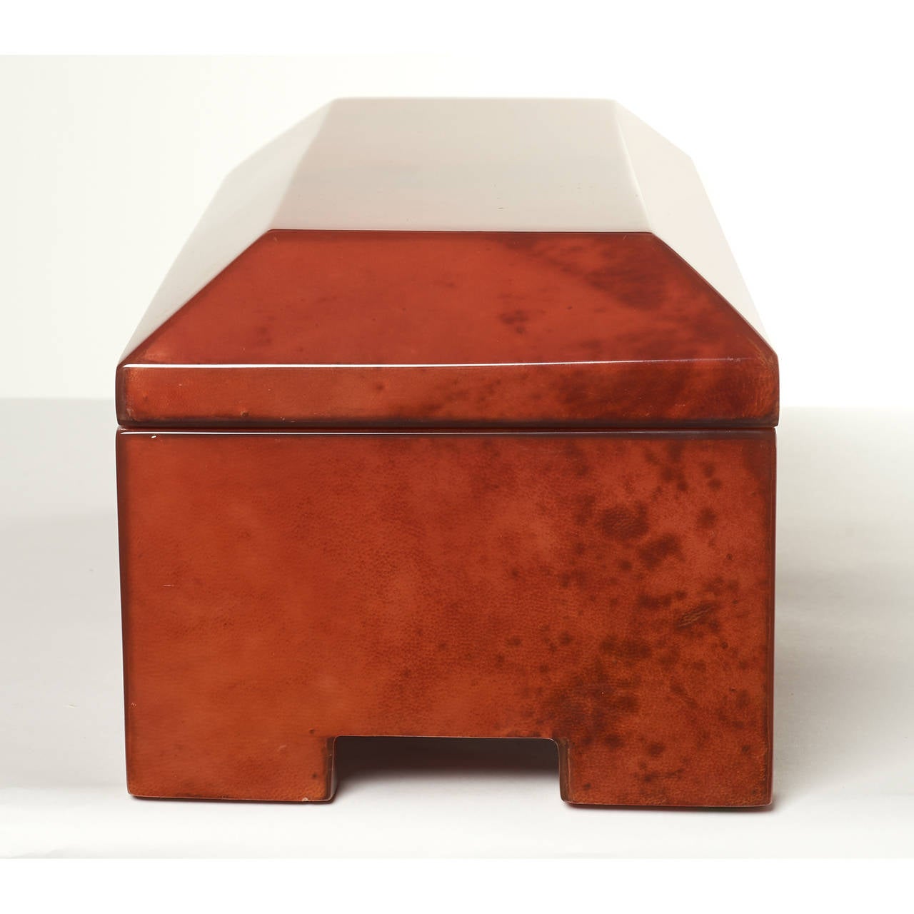 Late 20th Century Blood Red Parchment Wrapped Casket Jewelry Box by Maitland-Smith