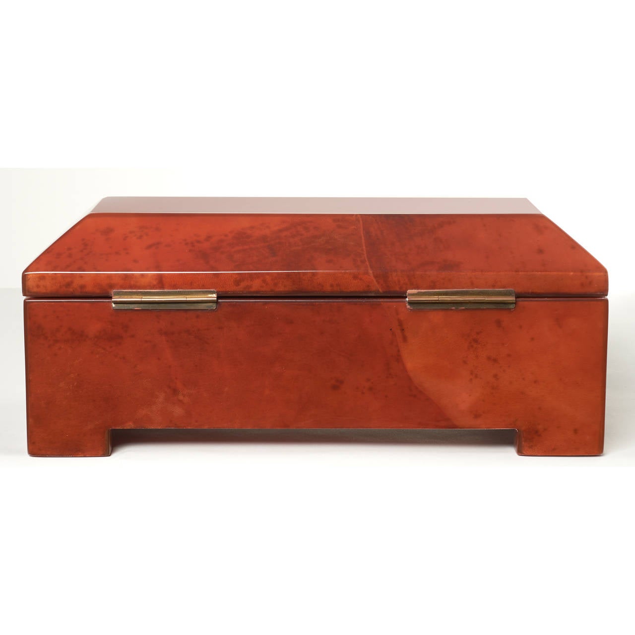 Dyed Blood Red Parchment Wrapped Casket Jewelry Box by Maitland-Smith