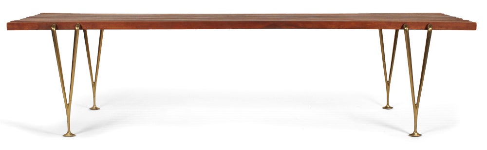 American Walnut 'Suspended Beam' Bench by Hugh Acton