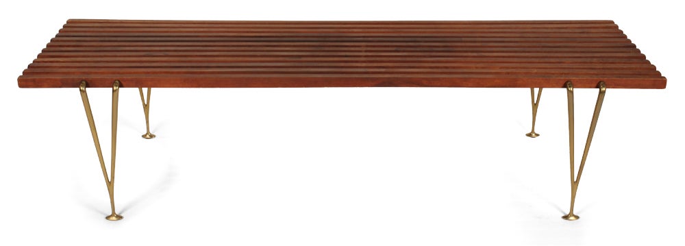 Walnut 'Suspended Beam' Bench by Hugh Acton In Excellent Condition In New York, NY