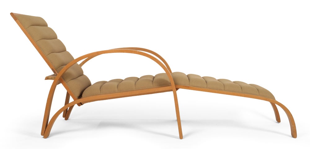 Mid-Century Modern American Steam Bent Ash Frame Chaise Longue by Ward Bennett for Brickel Assoc. For Sale