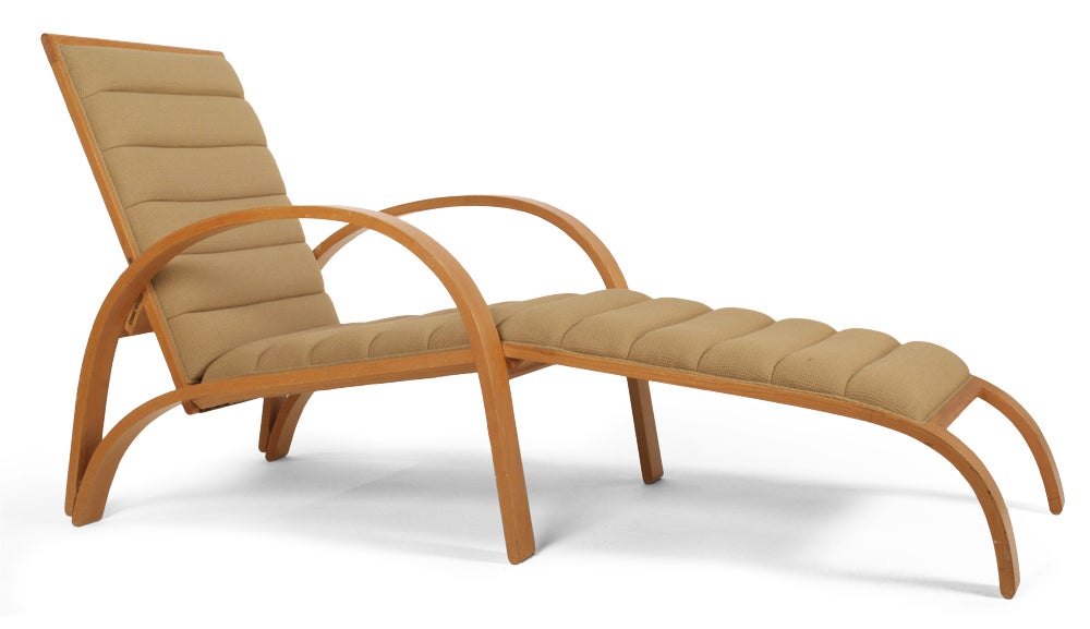 American Steam Bent Ash Frame Chaise Longue by Ward Bennett for Brickel Assoc. For Sale 1