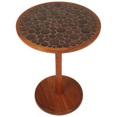 Chocolate Colored Tile Top Pedestal Table by Gordon Martz