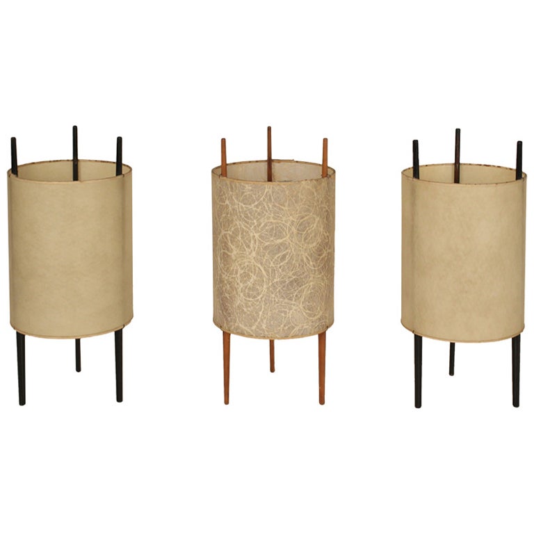 Set of Three "Cylinder" Table Lights by Isamu Noguchi for Knoll