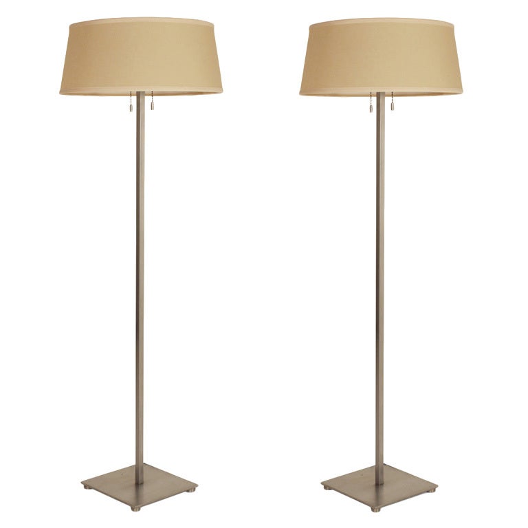 American Satin Steel Floor Lamps by Stewart Ross James for Hansen, NYC For Sale