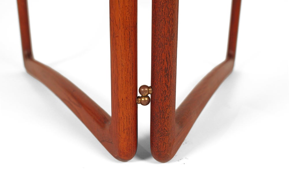 Oiled Danish Triangle Folding Occasional Table by Peter Hvidt & Orla Mølgaard-Nielsen For Sale