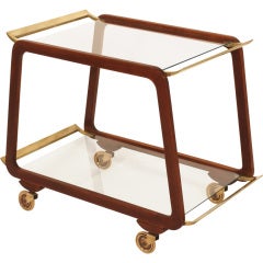 Austrian Mid Century Walnut and Brass Serving Trolley 3
