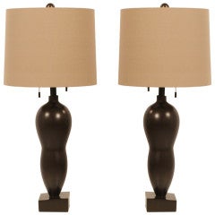 Pair of Bronze Rafaela Table Lamps by Donghia