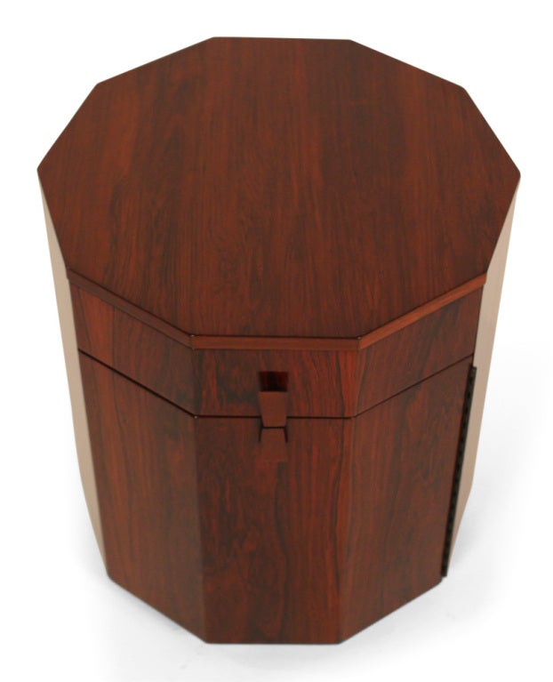 Mid-Century Modern American Rosewood Decagon Dry Bar Cabinets by Harvey Probber For Sale