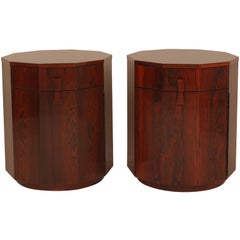 Pair of Rosewood Decagon Dry Bar Cabinets by Harvey Probber