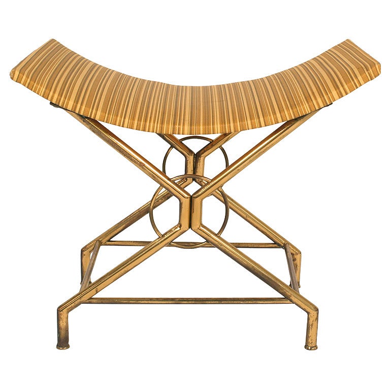 Italian Brass Saddle Scoop Seat Bench after Gio Ponti