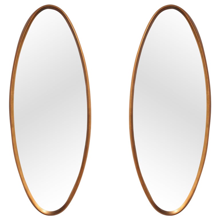 American Oval Gold Water-Gilt Frame Mirrors by La Barge For Sale
