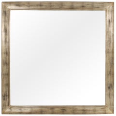 Large Square Silver Leaf Mirror by James Mont 1