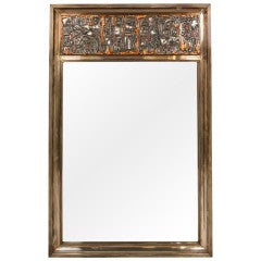 'Grape Harvest' Frieze Enamel Silver Frame Mirror by Studio Del Campo 2