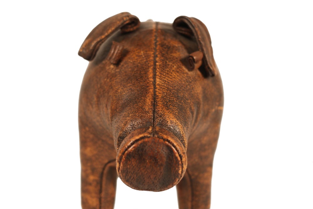 Hand-Stitched Leather Piggy Ottoman 4