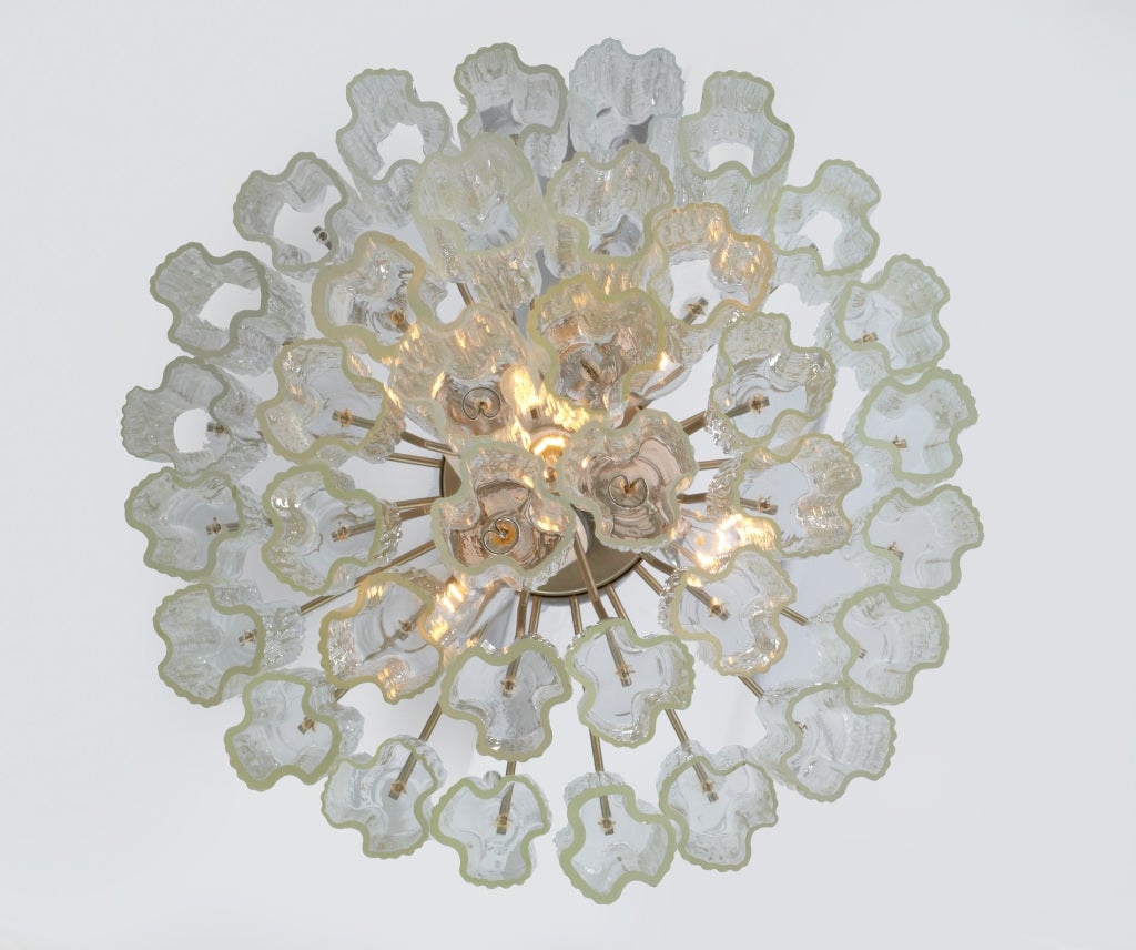 Italian Murano Three-Tiered Tronchi Tube Glass Chandelier for Camer Glass In Excellent Condition For Sale In New York, NY