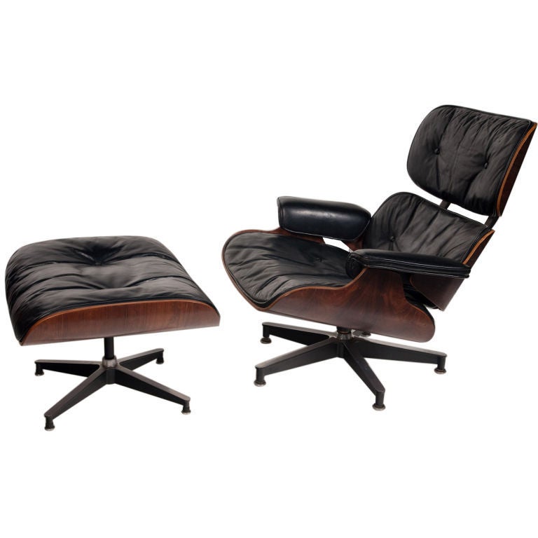 Exceptional Chair and Ottoman by Charles Eames for Herman Miller For Sale
