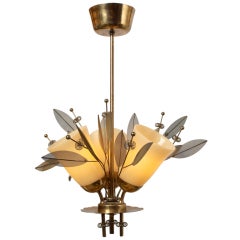 Delicate Abstract Flower Bouquet Chandelier by Paavo Tynell