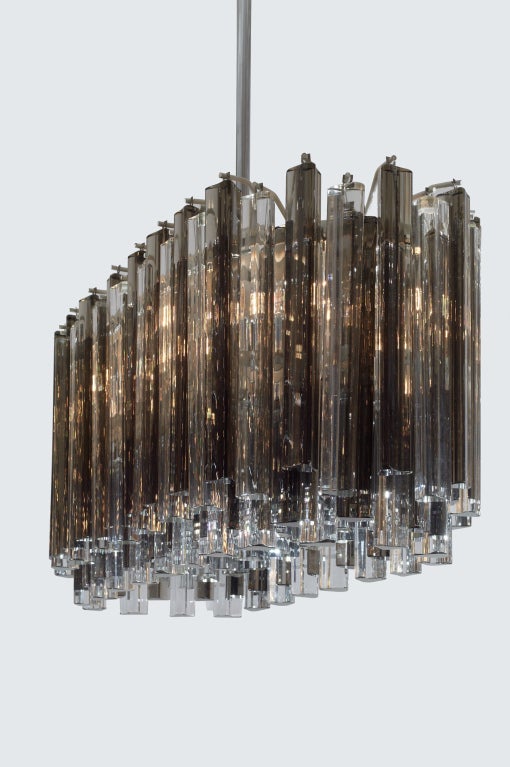 Race Track Form Smoke and Clear Glass Prism Chandelier by Venini In Excellent Condition In New York, NY