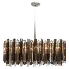 Race Track Form Smoke and Clear Glass Prism Chandelier by Venini