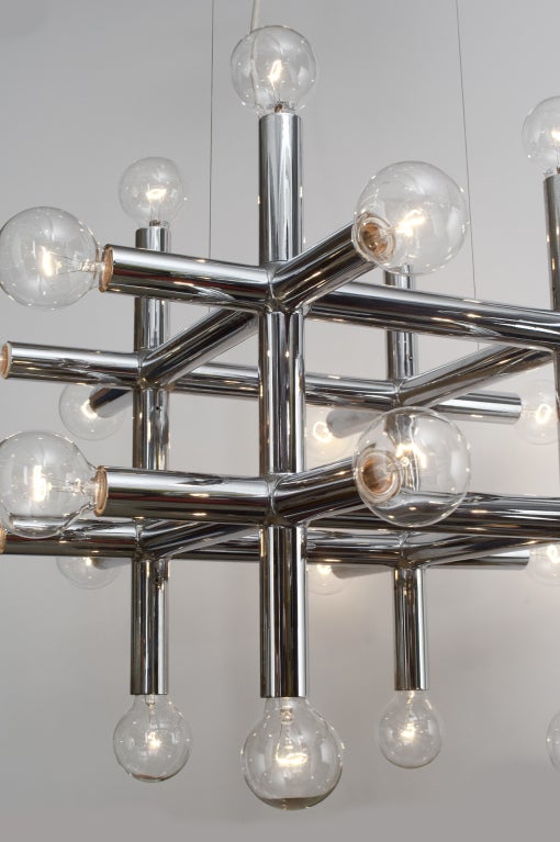Plated Space Age Chandelier by Trix and Robert Haussmann for Swiss Lamps International For Sale