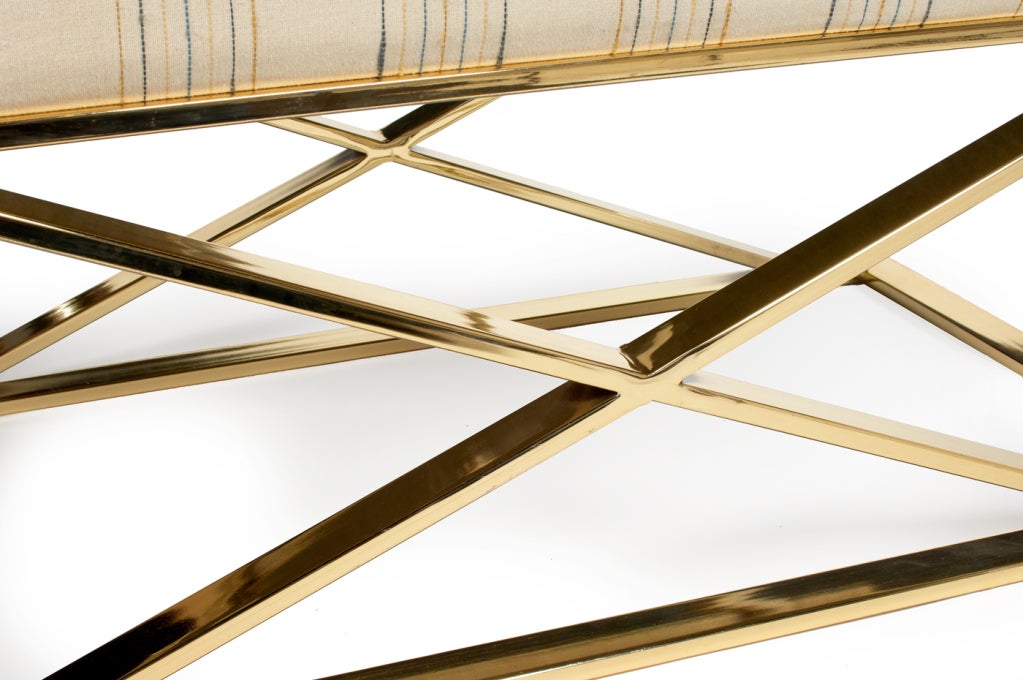 Brass X Frame Bench by Milo Baughman for Thayer Coggin In Excellent Condition In New York, NY