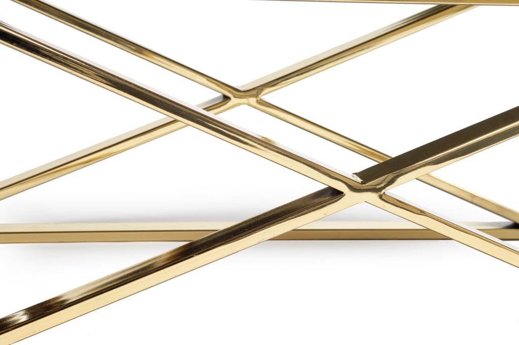 Late 20th Century Brass X Frame Bench by Milo Baughman for Thayer Coggin