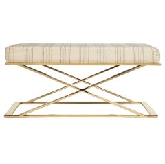 Brass X Frame Bench by Milo Baughman for Thayer Coggin