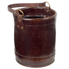 English Handcrafted Strap Handle Leather Bucket