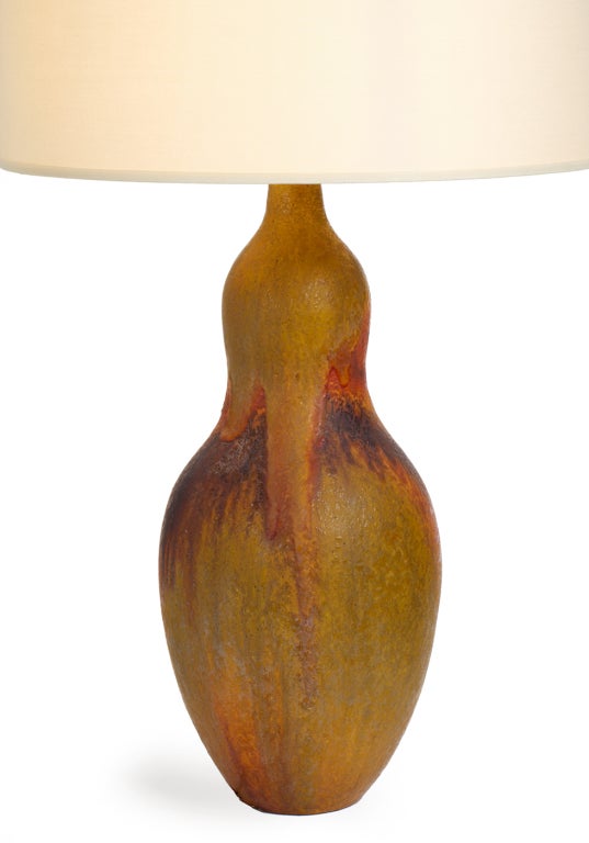 Brutalist Italian Earth Tone Gourd Shape Table Lamp by Marcello Fantoni for Raymor For Sale