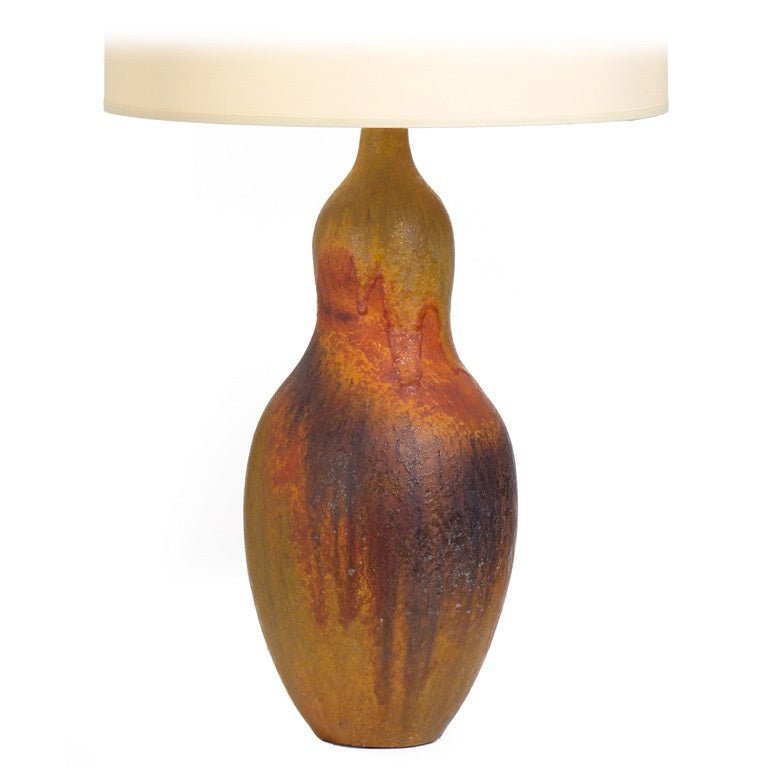 Italian Earth Tone Gourd Shape Table Lamp by Marcello Fantoni for Raymor For Sale