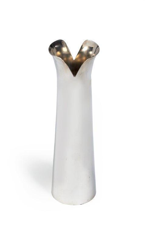 Italian Silver Plate Spilt Neck Bud Vase by Fala In Excellent Condition In New York, NY