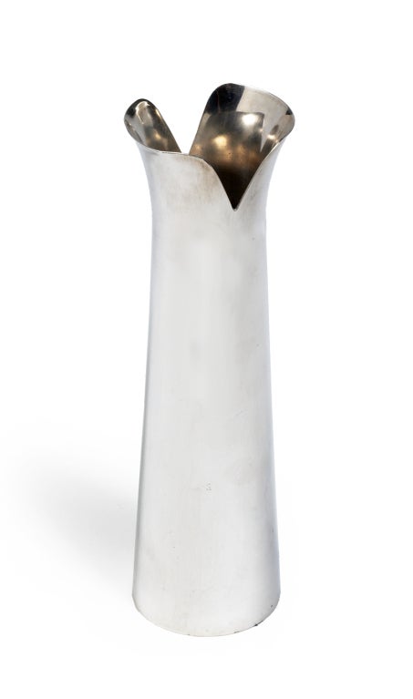 Late 20th Century Italian Silver Plate Spilt Neck Bud Vase by Fala