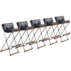 Set of 5 Campaign Bar Stools by Cleo Baldon for Terra Furniture 10