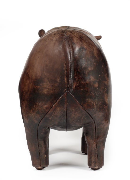 leather hippo footstool