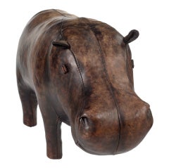 Vintage Stuffed Leather Hippo by Omersa