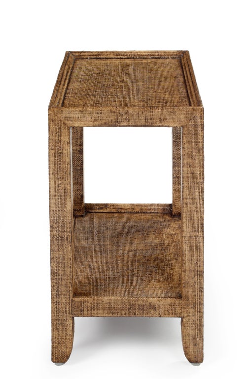 Grass Cloth Wrapped Telephone Table by Garrison Rousseau
