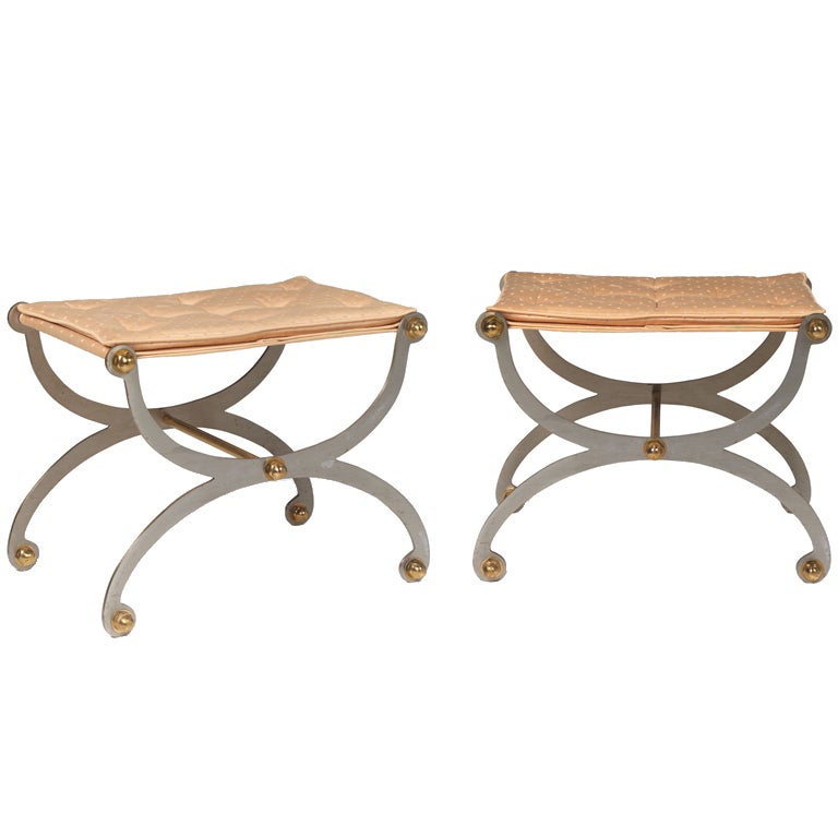 Pair Neoclassical Stools after Maison Jansen