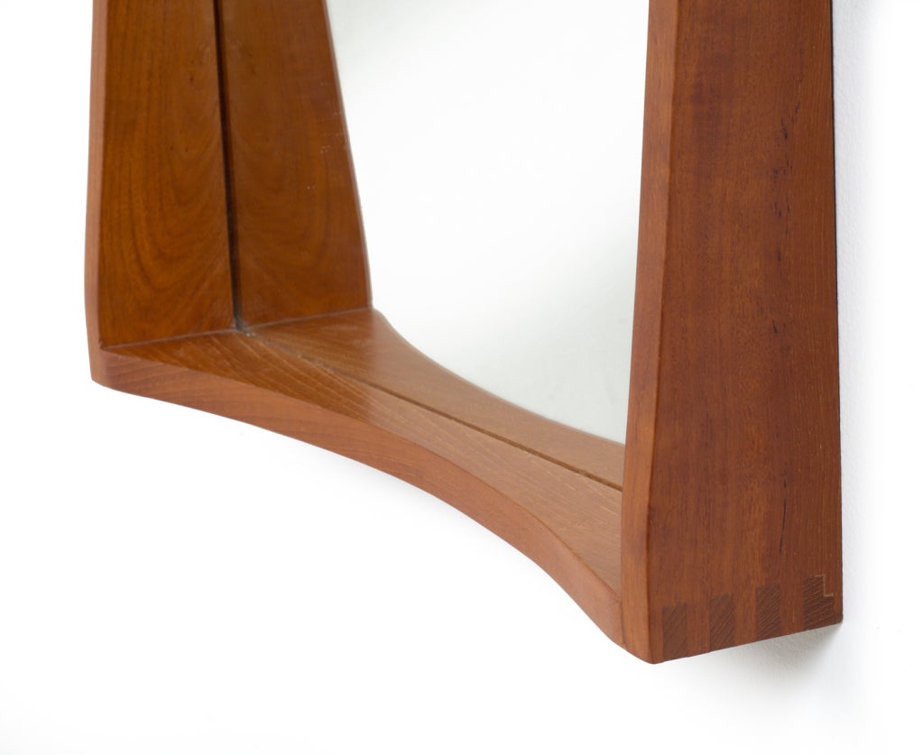 Mid-20th Century Danish Tall and Narrow Teak Entry Way Mirror by Pedersen and Hansen For Sale