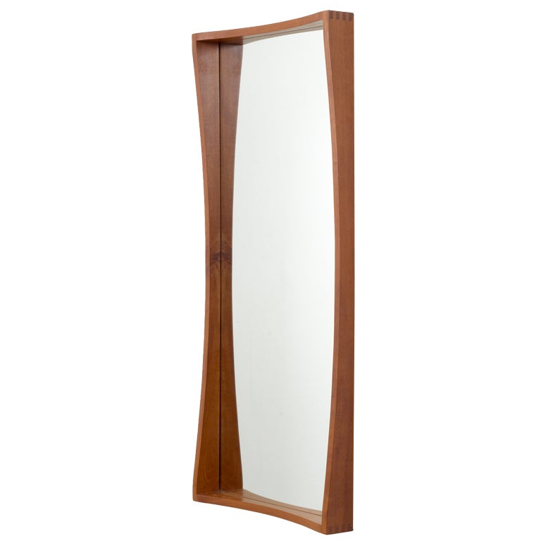 Danish Tall and Narrow Teak Entry Way Mirror by Pedersen and Hansen For Sale