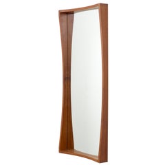 Danish Tall and Narrow Teak Entry Way Mirror by Pedersen and Hansen