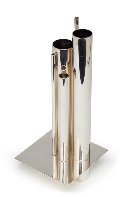 Plated French Graduated Tube Silver Plate Vase by Jacques Sitoleux for Christofle For Sale