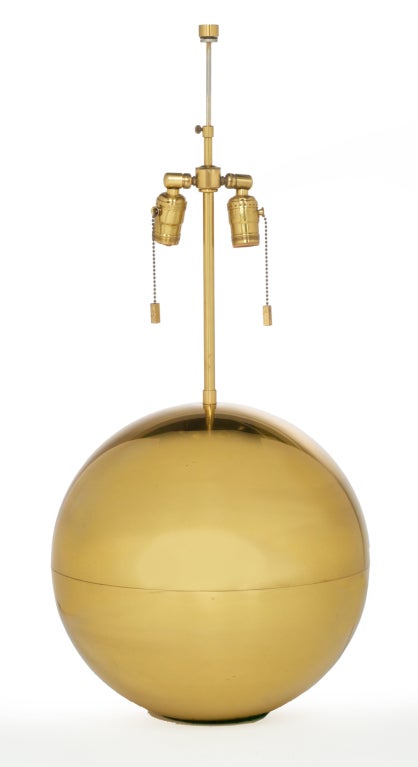 Mid-Century Modern Polished Brass Ball Table Lamp by Karl Springer