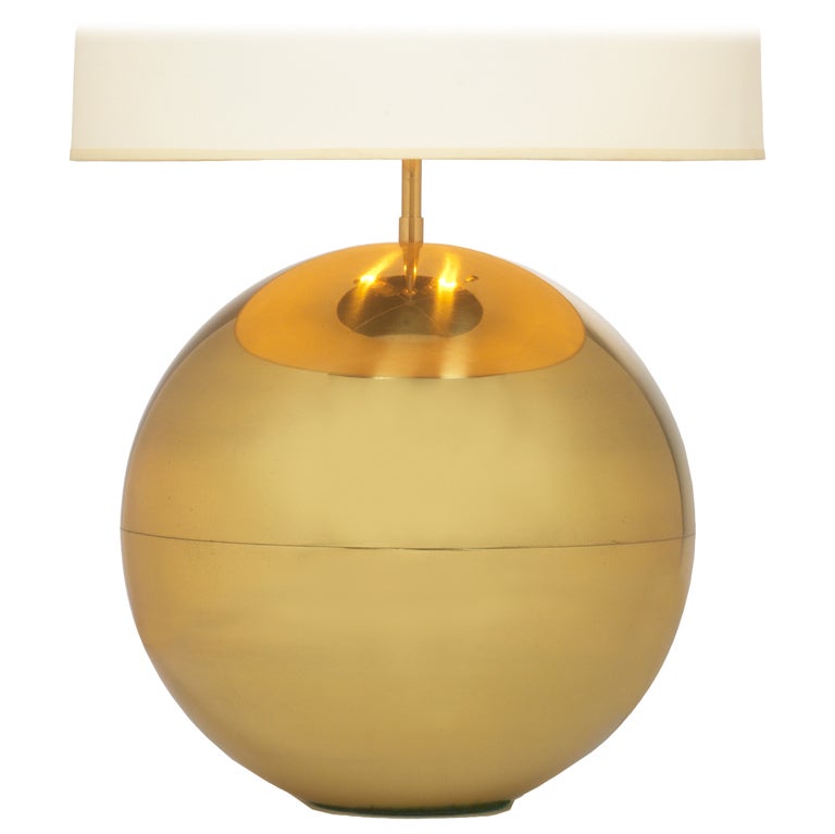 American Polished Brass Ball Table Lamp by Karl Springer