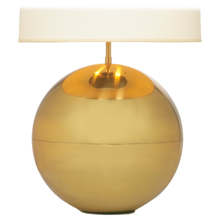 Polished Brass Ball Table Lamp by Karl Springer