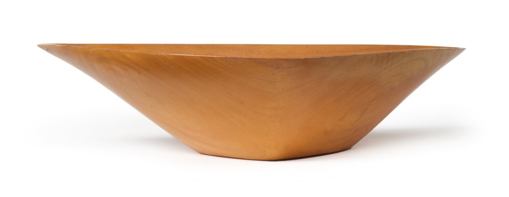 American Hand Carved Primavera Fruit Bowl by Emilan For Sale 1