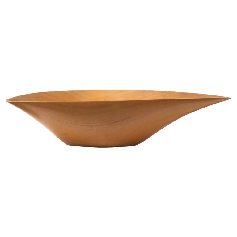 American Hand Carved Primavera Fruit Bowl by Emilan For Sale